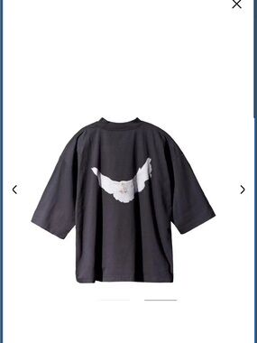 Yeezy Black Short Sleeve Tee with White Dove Graphic